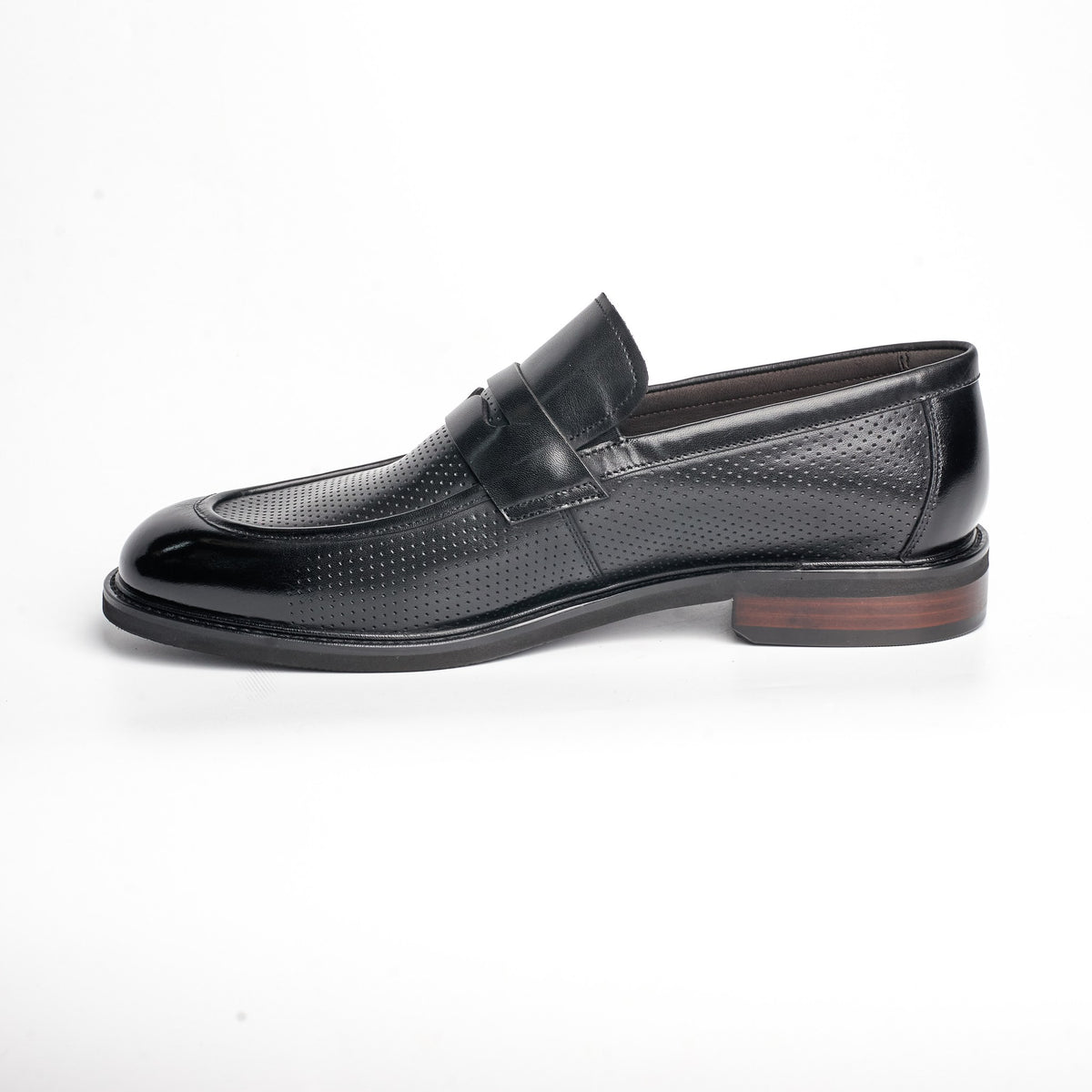 BB-080 Black Perforated - Dress Penny Loafer - Bruno Bunker