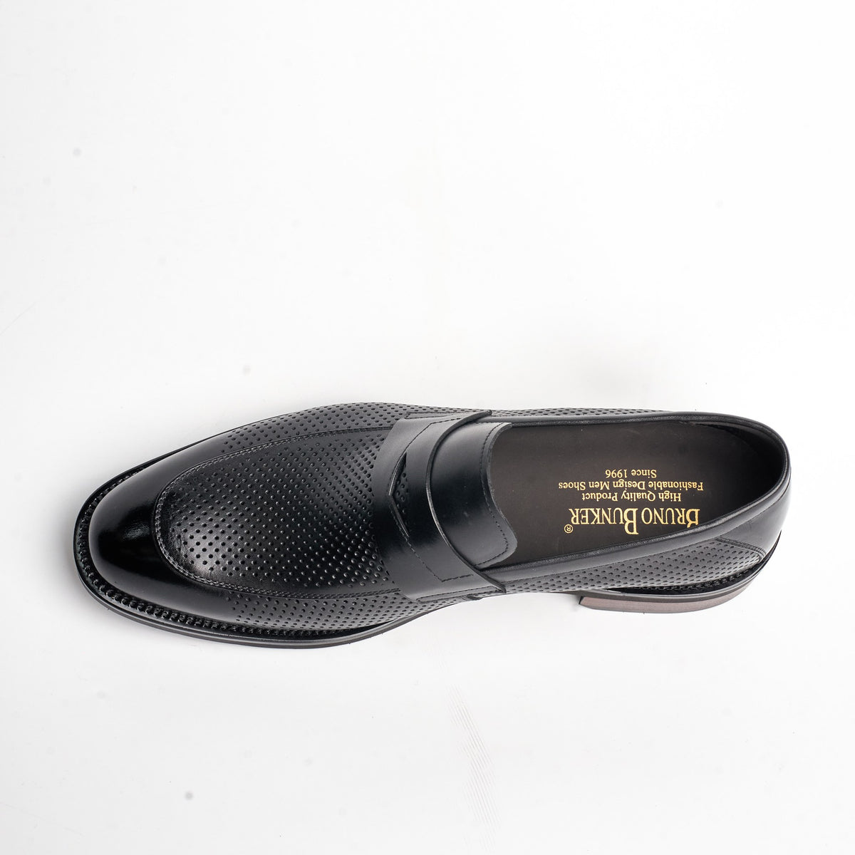 BB-080 Black Perforated - Dress Penny Loafer - Bruno Bunker