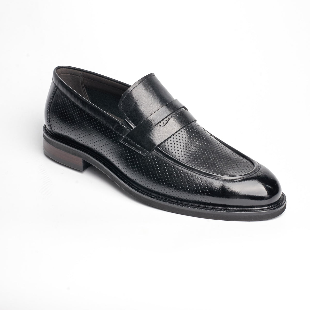 BB-080 Black Perforated - Dress Penny Loafer - Bruno Bunker
