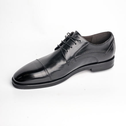 BB-081 Black - Perforated-Side Cap-Toe Oxford - Bruno Bunker