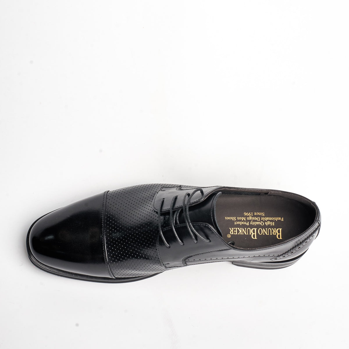 BB-081 Black - Perforated-Side Cap-Toe Oxford - Bruno Bunker