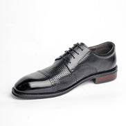 BB-082 Black - Perforated Brogue Cap-Toe Derby - Bruno Bunker