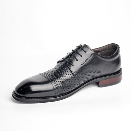 BB-082 Black - Perforated Brogue Cap-Toe Derby - Bruno Bunker