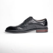 BB-082 Black - Perforated Brogue Cap-Toe Derby - Bruno Bunker