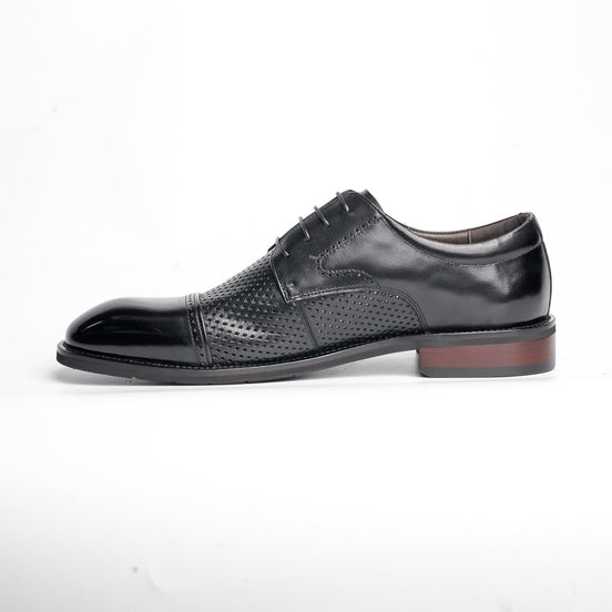 BB-082 Black - Perforated Brogue Cap-Toe Derby - Bruno Bunker