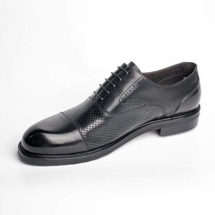 BB-084 Black - Perforated Cap-Toe Oxford - Bruno Bunker
