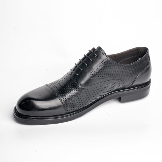 BB-084 Black - Perforated Cap-Toe Oxford - Bruno Bunker