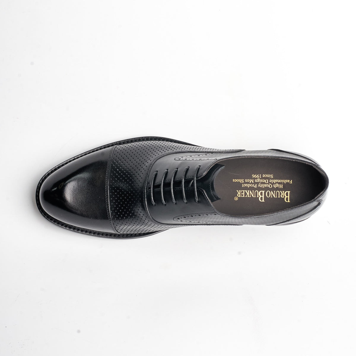 BB-084 Black - Perforated Cap-Toe Oxford - Bruno Bunker