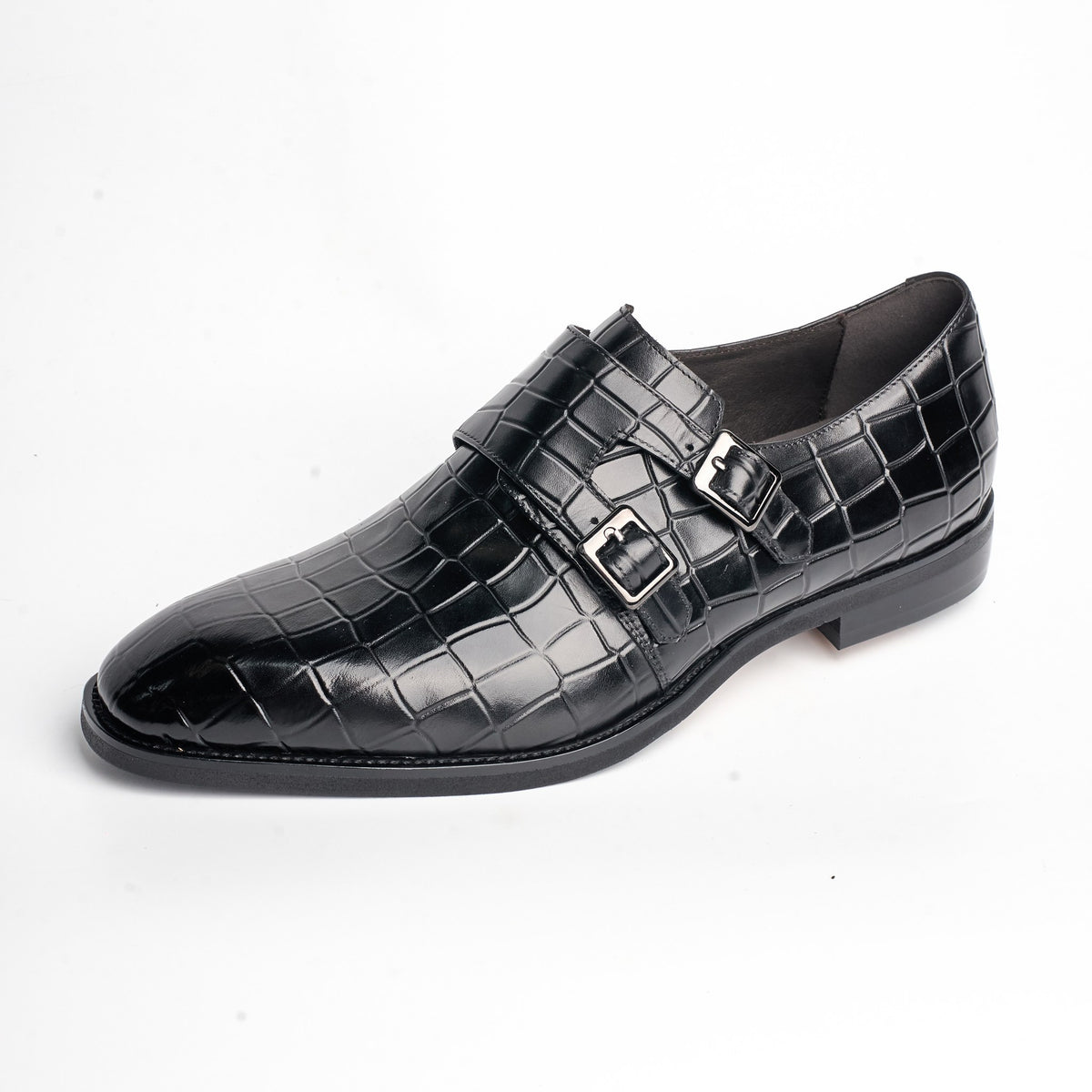 BB-088 Black - Croc-Embossed Double Monk - Bruno Bunker