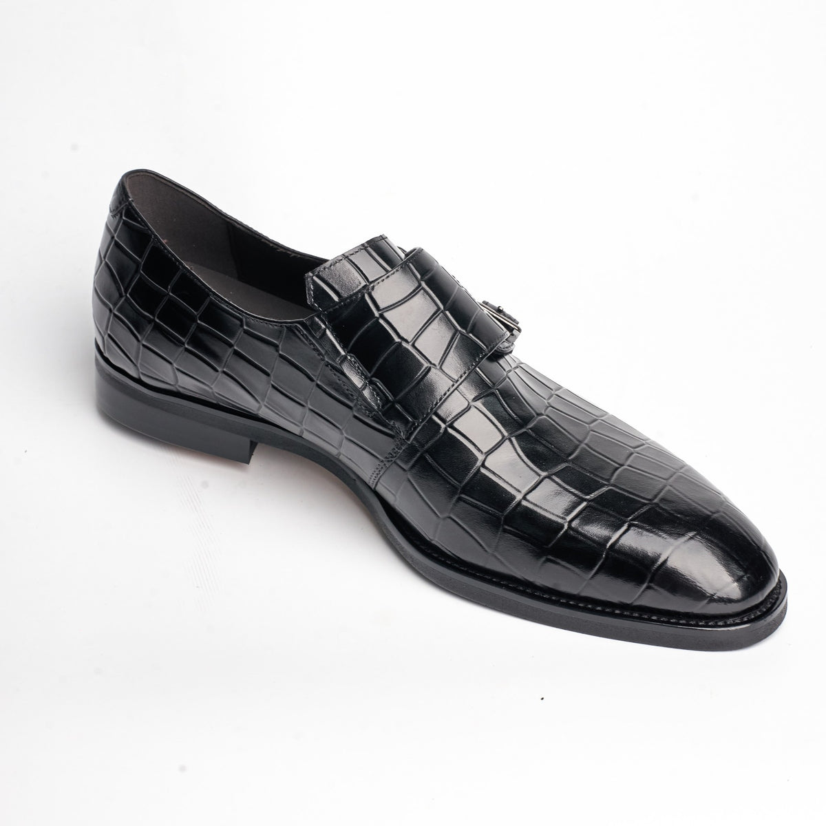 BB-088 Black - Croc-Embossed Double Monk - Bruno Bunker