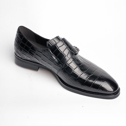 BB-088 Black - Croc-Embossed Double Monk - Bruno Bunker