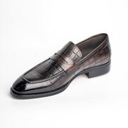 BB-092 Brown - Croc-Embossed Penny Loafer - Bruno Bunker