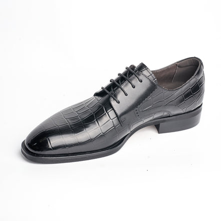 BB-093 Black - Croc-Embossed Derby - Bruno Bunker