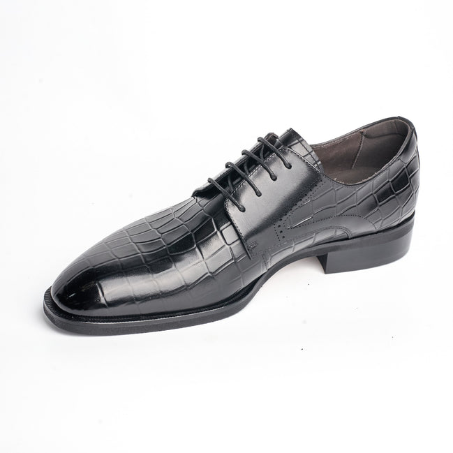 BB-093 Black - Croc-Embossed Derby - Bruno Bunker