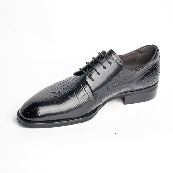 BB-093 Black - Croc-Embossed Derby - Bruno Bunker