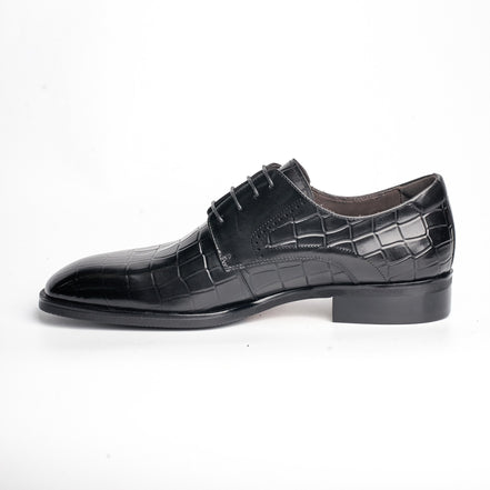 BB-093 Black - Croc-Embossed Derby - Bruno Bunker