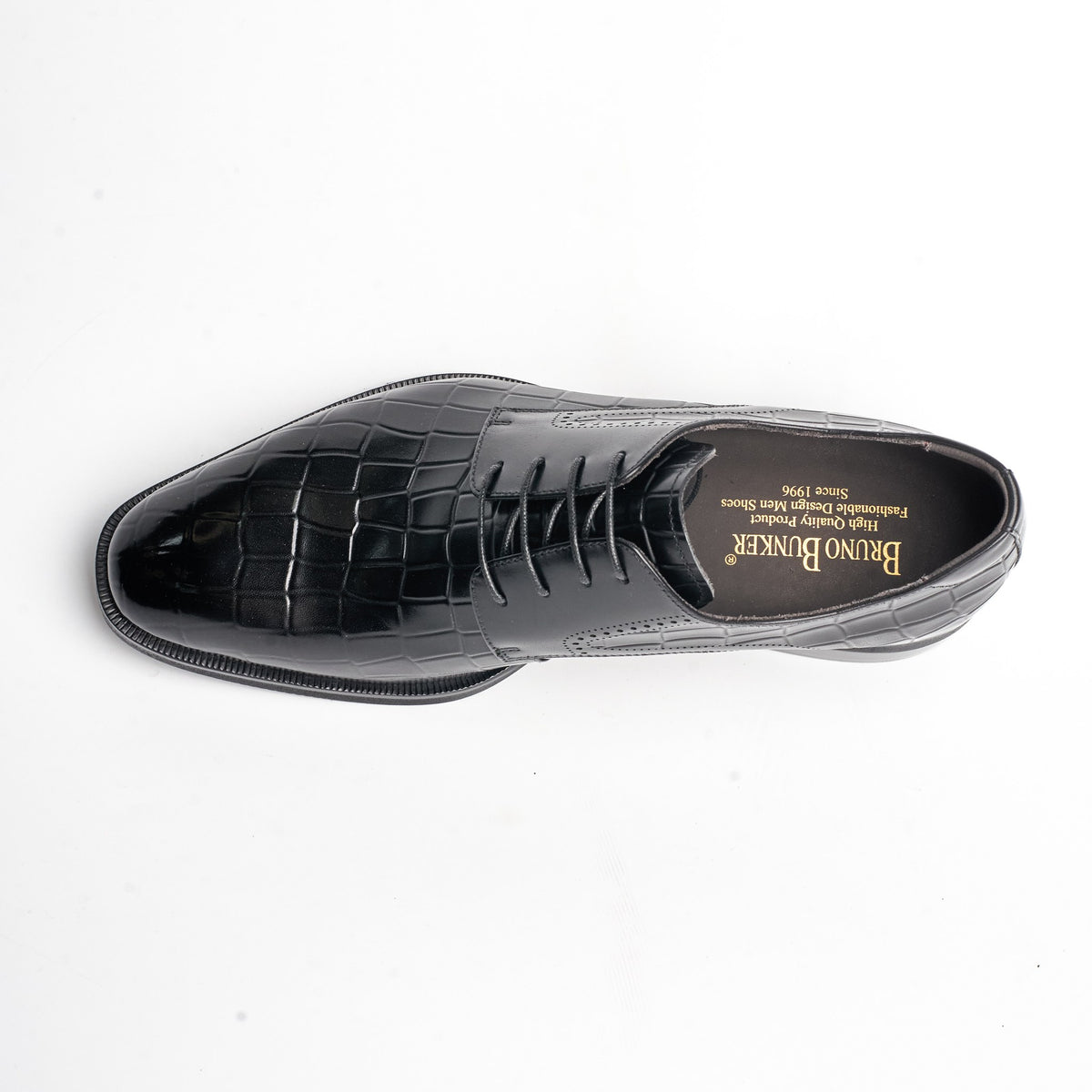 BB-093 Black - Croc-Embossed Derby - Bruno Bunker
