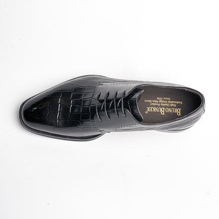 BB-093 Black - Croc-Embossed Derby - Bruno Bunker