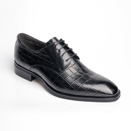 BB-093 Black - Croc-Embossed Derby - Bruno Bunker