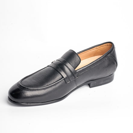 BB-096 Black - Dress Penny Loafer, Tan Lining - Bruno Bunker