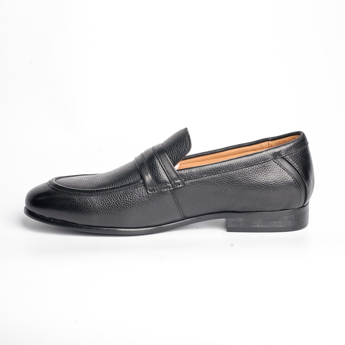 BB-096 Black - Dress Penny Loafer, Tan Lining - Bruno Bunker
