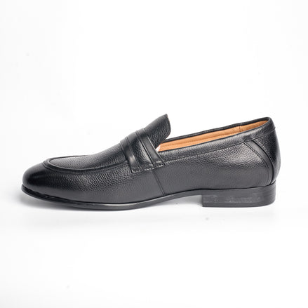 BB-096 Black - Dress Penny Loafer, Tan Lining - Bruno Bunker