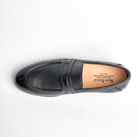 BB-096 Black - Dress Penny Loafer, Tan Lining - Bruno Bunker