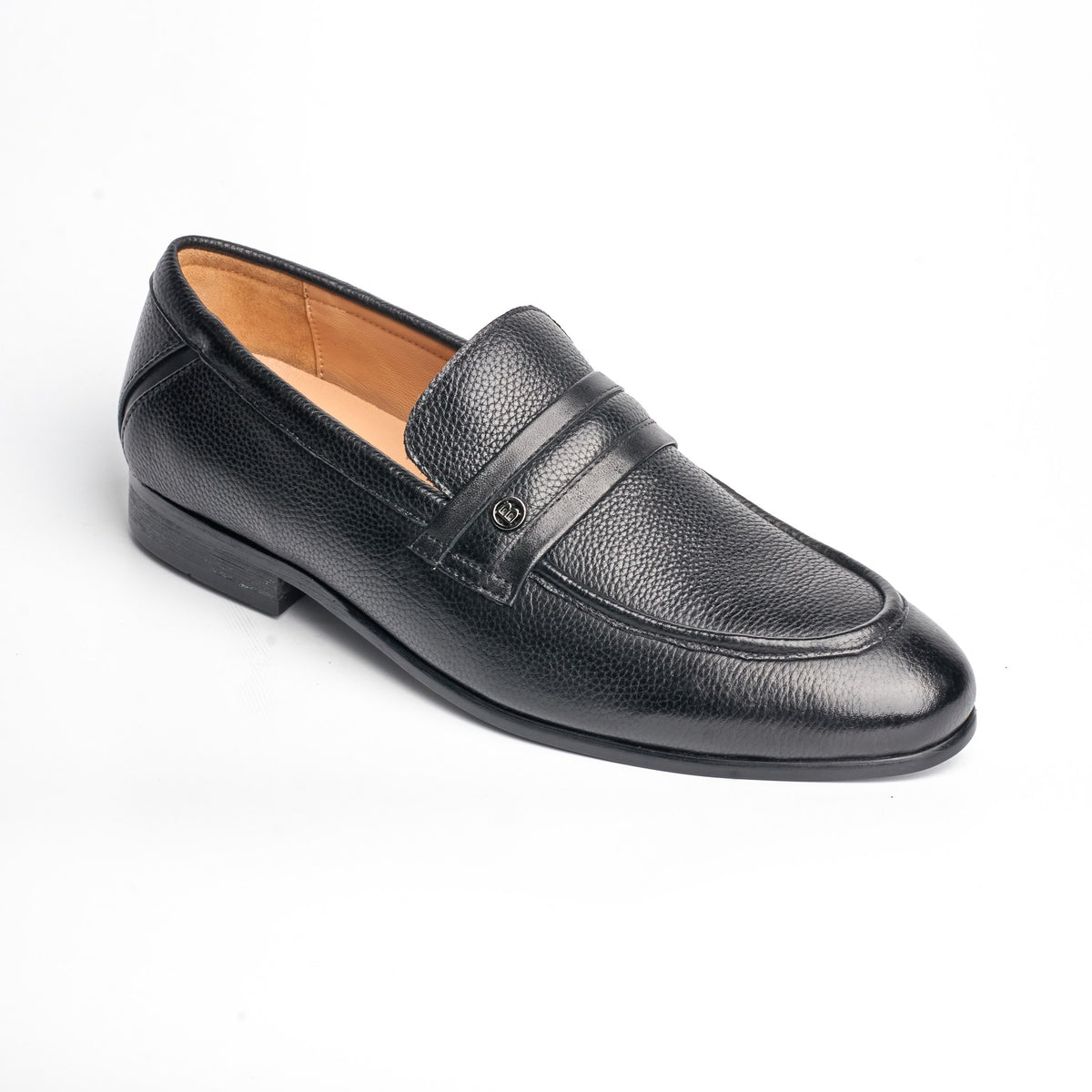 BB-096 Black - Dress Penny Loafer, Tan Lining - Bruno Bunker
