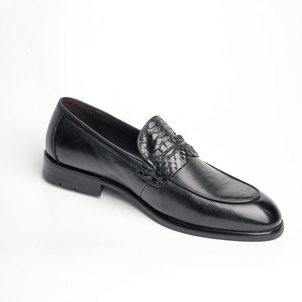 BB-099 Black - Woven Penny Loafer - Bruno Bunker