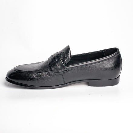 BB-100 Black - Croc-Pattern Trim Loafer - Bruno Bunker