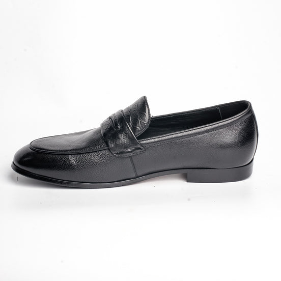 BB-100 Black - Croc-Pattern Trim Loafer - Bruno Bunker