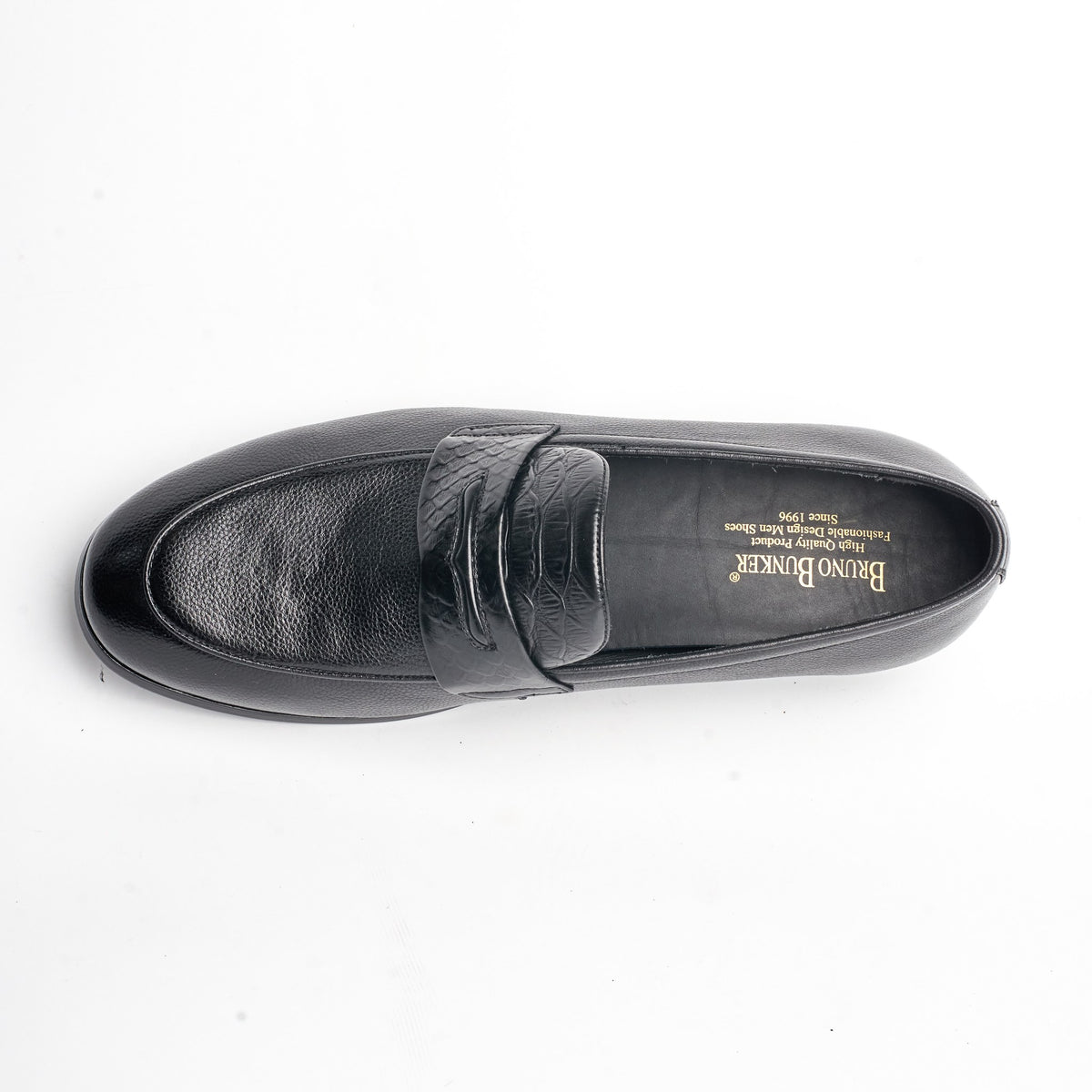 BB-100 Black - Croc-Pattern Trim Loafer - Bruno Bunker