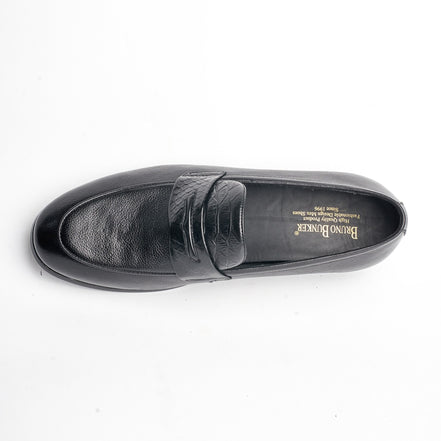 BB-100 Black - Croc-Pattern Trim Loafer - Bruno Bunker