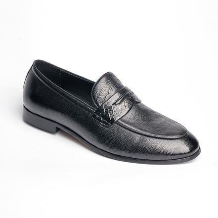 BB-100 Black - Croc-Pattern Trim Loafer - Bruno Bunker