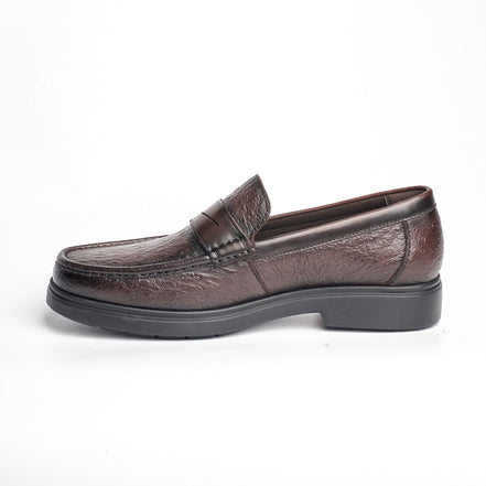 BB-105 Brown - Chunky Embossed Penny Loafer - Bruno Bunker