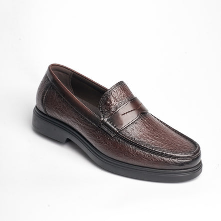 BB-105 Brown - Chunky Embossed Penny Loafer - Bruno Bunker