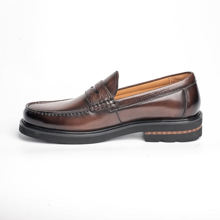BB-106 Brown - Chunky Smooth Penny Loafer - Bruno Bunker
