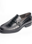 BB-108 Black - Croc-Embossed Buckle Loafer - Bruno Bunker
