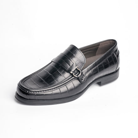BB-108 Black - Croc-Embossed Buckle Loafer - Bruno Bunker