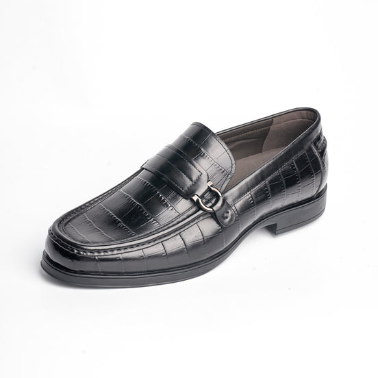 BB-108 Black - Croc-Embossed Buckle Loafer - Bruno Bunker