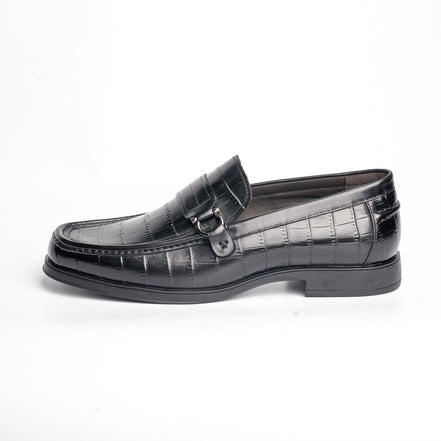 BB-108 Black - Croc-Embossed Buckle Loafer - Bruno Bunker