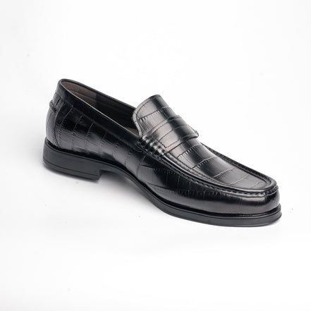 BB-108 Black - Croc-Embossed Buckle Loafer - Bruno Bunker