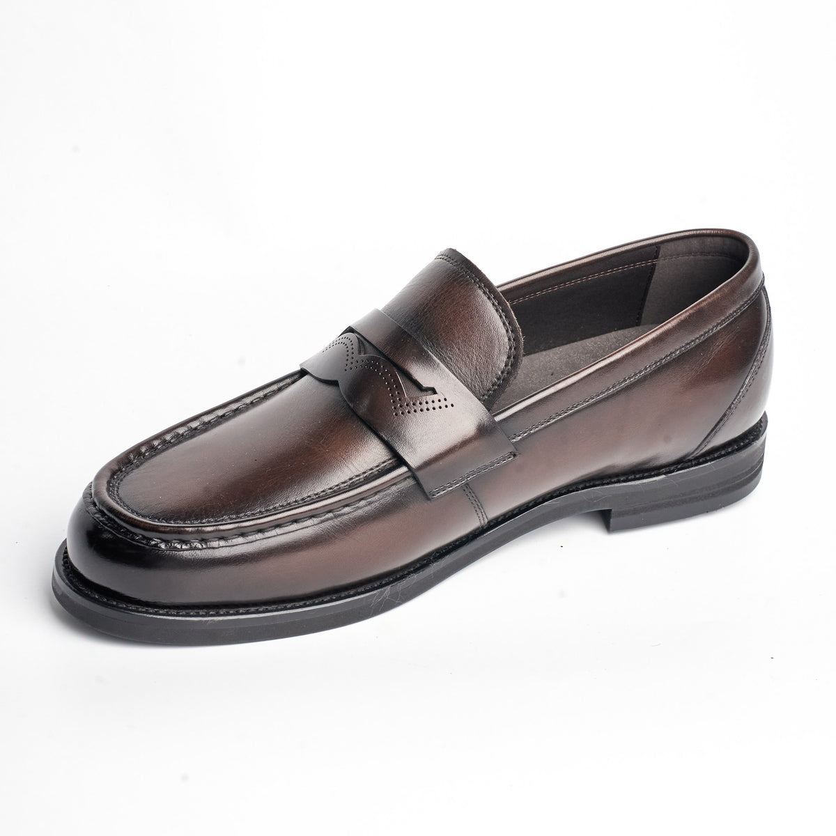 BB-109 Brown - Burnished Thin-Sole Penny Loafer - Bruno Bunker