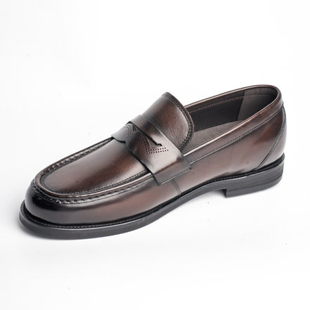 BB-109 Brown - Burnished Thin-Sole Penny Loafer - Bruno Bunker