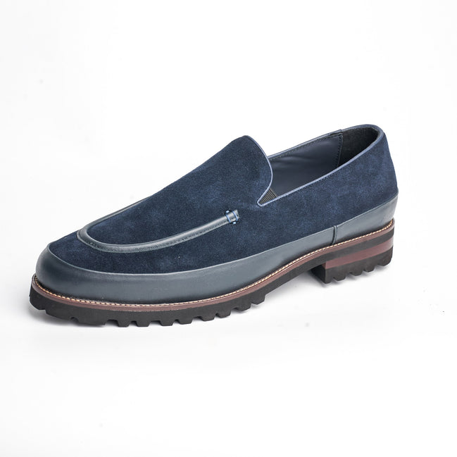 BB-110 Navy - Suede Lug-Sole Slip-On - Bruno Bunker