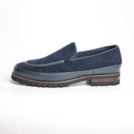 BB-110 Navy - Suede Lug-Sole Slip-On - Bruno Bunker
