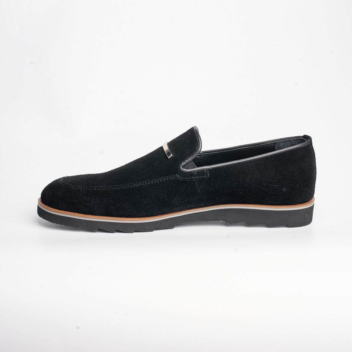 BB-122 Black Suede - Suede Lug-Sole Bar Slip-On - Bruno Bunker