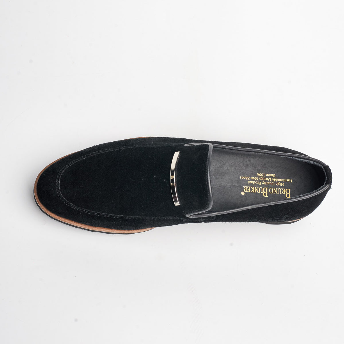 BB-122 Black Suede - Suede Lug-Sole Bar Slip-On - Bruno Bunker