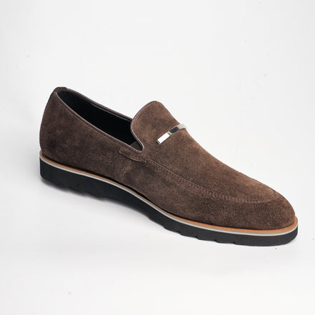 BB-122 Brown Suede - Suede Lug-Sole Bar Slip-On - Bruno Bunker