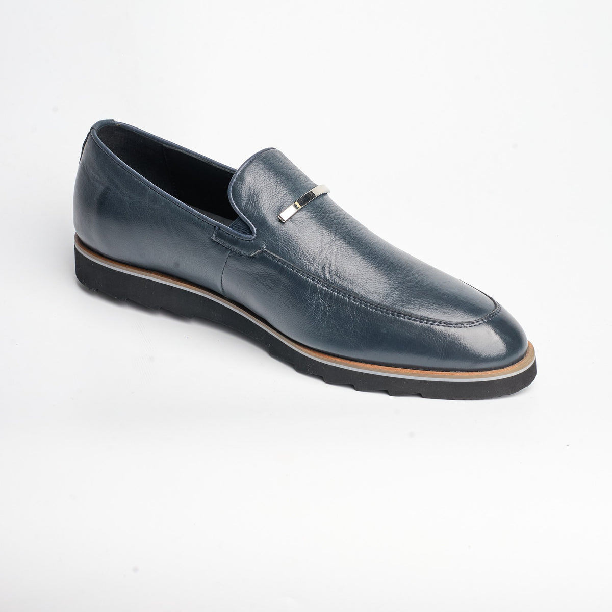 BB-122 Navy Leather - Suede Lug-Sole Bar Slip-On - Bruno Bunker